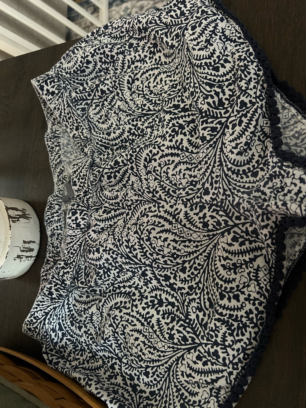 aerie Navy and White Paisley-Print Pajama Shorts